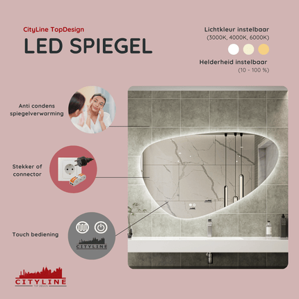 Moderne Badkamer Spiegel "Sassari" - 75 x 120 cm - LED & Anti - condens - Drainhandel