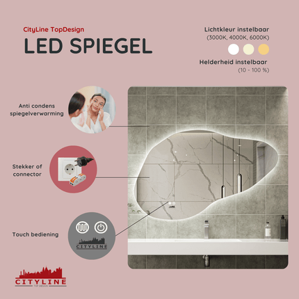 Moderne Badkamer Spiegel "Orroli" - 75 x 120 cm - LED & Anti - condens - Drainhandel