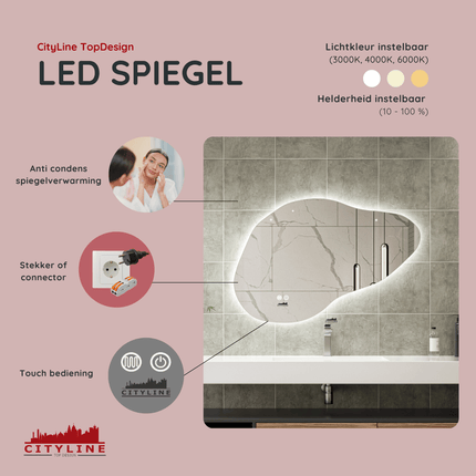 Moderne Badkamer Spiegel "Orroli" - 60 x 90 cm - LED & Anti - condens - Drainhandel