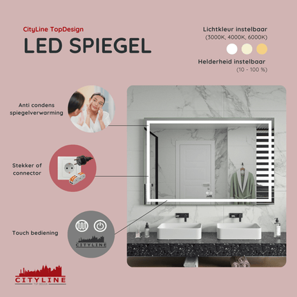 Moderne Badkamer Spiegel "Ottana" - 80 x 120 cm - LED & Anti - condens - Drainhandel
