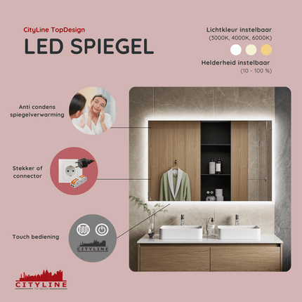 Moderne Badkamer Spiegel "Oristano" - 80 x 120 cm - LED & Anti - condens - Drainhandel