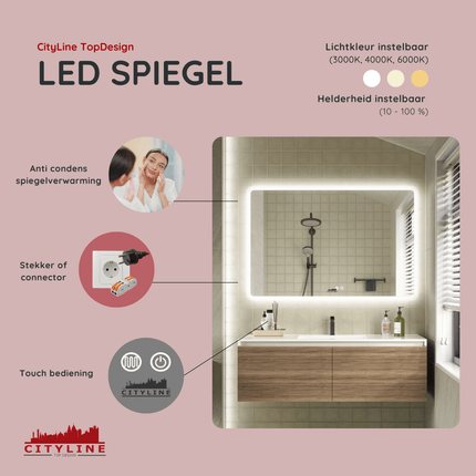 Moderne Badkamer Spiegel "Alghero" - 80 x 120 cm - LED & Anti - condens - Drainhandel
