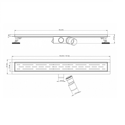 CityLine Douchegoot RVS 80 cm flens Basic met zijuitloop