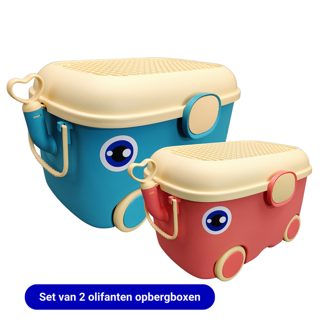 CityLine Olifanten opbergbox Blauw & Roze - Set van 2