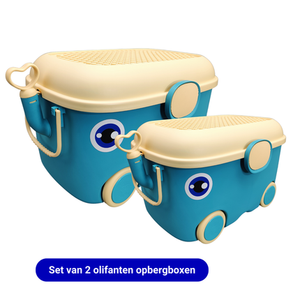 CityLine Olifanten opbergbox Blauw - Set van 2