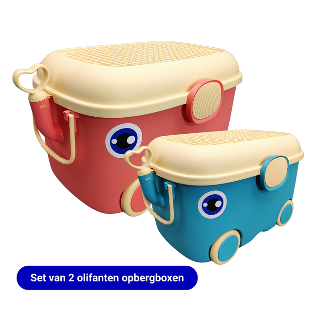 CityLine Olifanten opbergbox Roze & Blauw - Set van 2