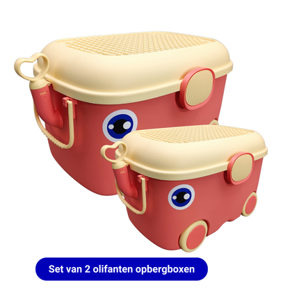 CityLine Olifanten opbergbox Rozerood - Set van 2