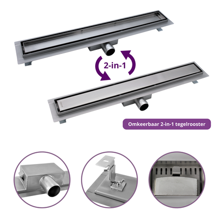 CityLine RVS douchegoot 140 cm flens met zijuitloop