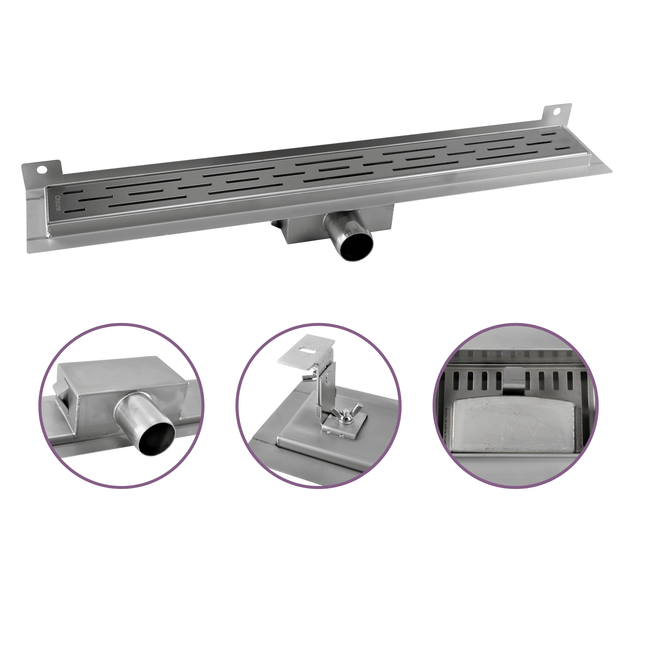 CityLine RVS douchegoot 60 cm muurflens met zijuitloop