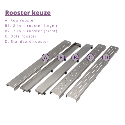 CityLine RVS douchegoot 60 cm muurflens met zijuitloop