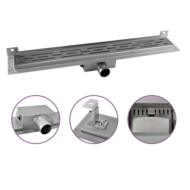 CityLine RVS douchegoot 70 cm muurflens met zijuitloop