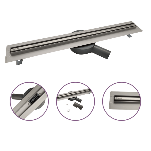 CityLine RVS Flex douchegoot 100 cm Flens "Line" - 360 ° Draaibaar sifon