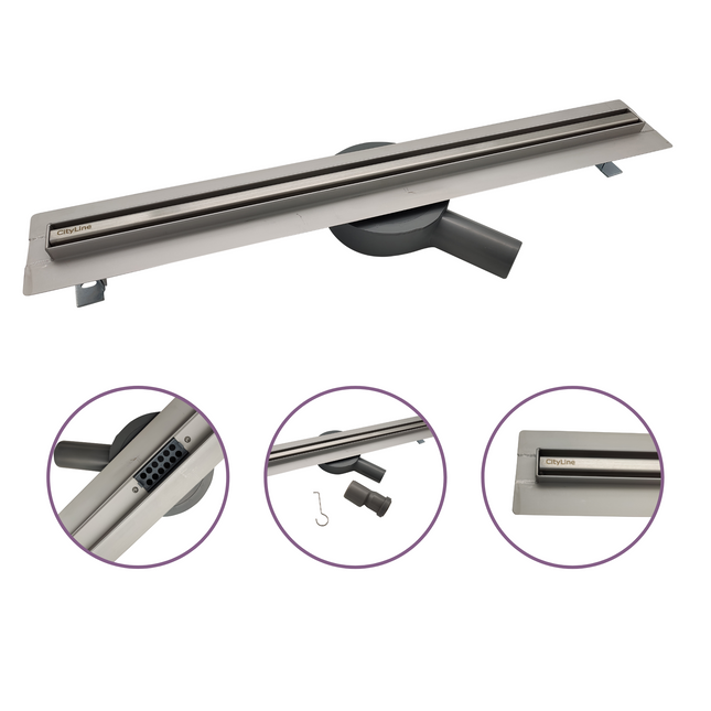 CityLine RVS Flex douchegoot 80 cm Flens "Line" - 360 ° Draaibaar sifon