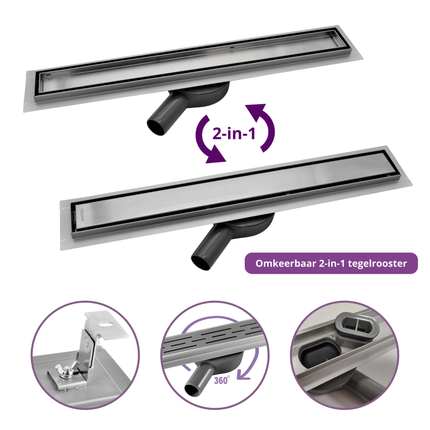 CityLine RVS Flex douchegoot 90 cm Flens - 360 ° Draaibaar sifon