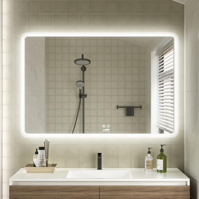 CityLine TopDesign Moderne Badkamer Spiegel  "Alghero" - 80 x 120 cm - LED & Anti-condens