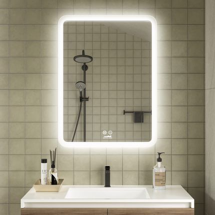 CityLine TopDesign Moderne Badkamer Spiegel  "Alghero" - 80 x 60 cm - LED & Anti-condens