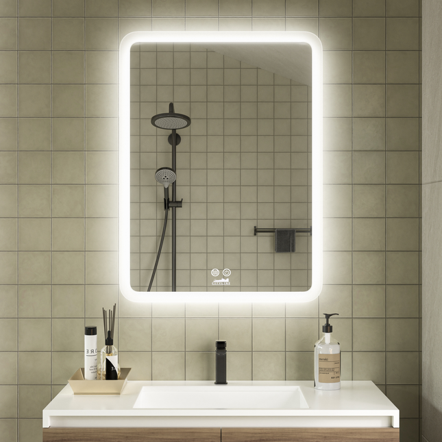CityLine TopDesign Moderne Badkamer Spiegel  "Alghero" - 80 x 60 cm - LED & Anti-condens