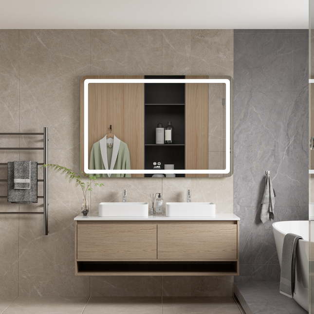 CityLine TopDesign Moderne Badkamer Spiegel  "Bosa" - 80 x 120 cm - LED & Anti-condens