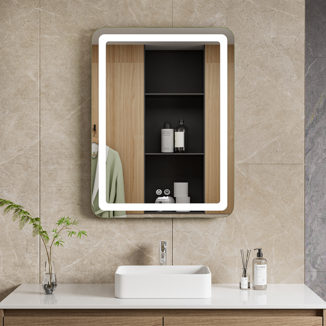 CityLine TopDesign Moderne Badkamer Spiegel  "Bosa" - 80 x 60 cm - LED & Anti-condens