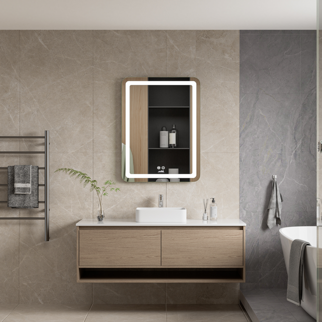 CityLine TopDesign Moderne Badkamer Spiegel  "Bosa" - 80 x 60 cm - LED & Anti-condens