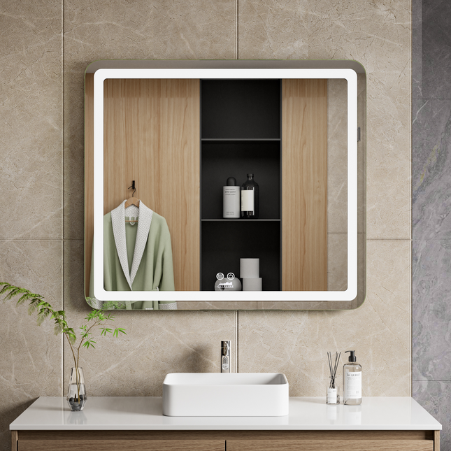 CityLine TopDesign Moderne Badkamer Spiegel  "Bosa" - 80 x 90 cm - LED & Anti-condens