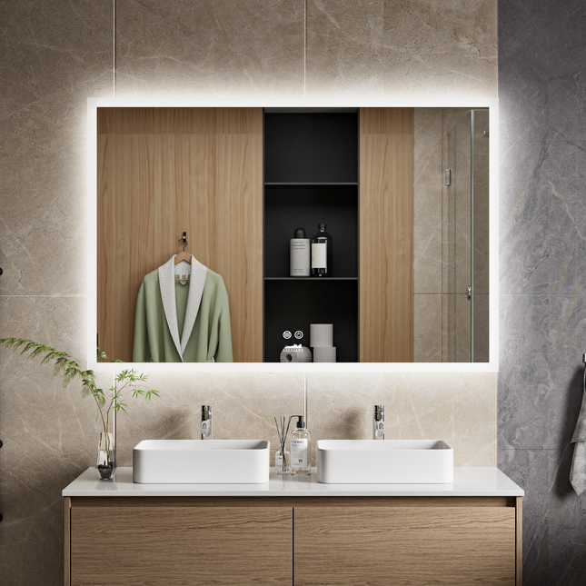 CityLine TopDesign Moderne Badkamer Spiegel  "Oristano" - 80 x 120 cm - LED & Anti-condens