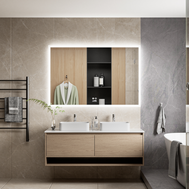 CityLine TopDesign Moderne Badkamer Spiegel  "Oristano" - 80 x 120 cm - LED & Anti-condens