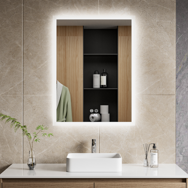 CityLine TopDesign Moderne Badkamer Spiegel  "Oristano" - 80 x 60 cm - LED & Anti-condens