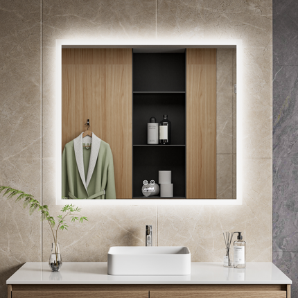CityLine TopDesign Moderne Badkamer Spiegel  "Oristano" - 80 x 90 cm - LED & Anti-condens