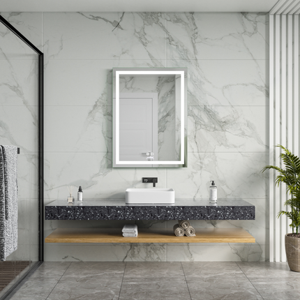 CityLine TopDesign Moderne Badkamer Spiegel  "Ottana" - 80 x 60 cm - LED & Anti-condens