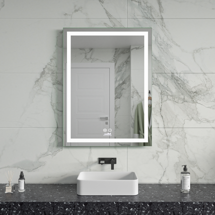 CityLine TopDesign Moderne Badkamer Spiegel  "Ottana" - 80 x 60 cm - LED & Anti-condens