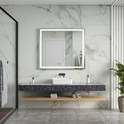 CityLine TopDesign Moderne Badkamer Spiegel  "Ottana" - 80 x 90 cm - LED & Anti-condens