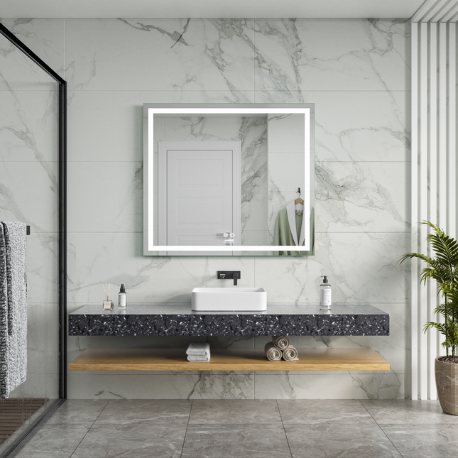 CityLine TopDesign Moderne Badkamer Spiegel  "Ottana" - 80 x 90 cm - LED & Anti-condens