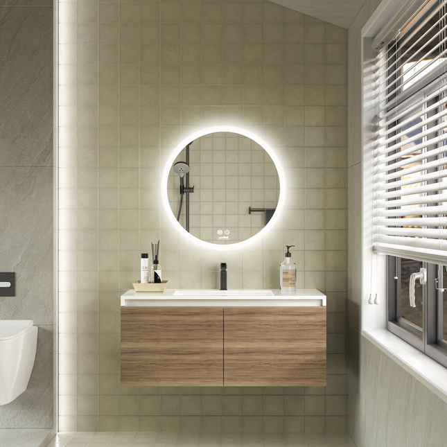 CityLine TopDesign Moderne Badkamer Spiegel  "Portobello" - Rond - 60 cm - LED & Anti-condens