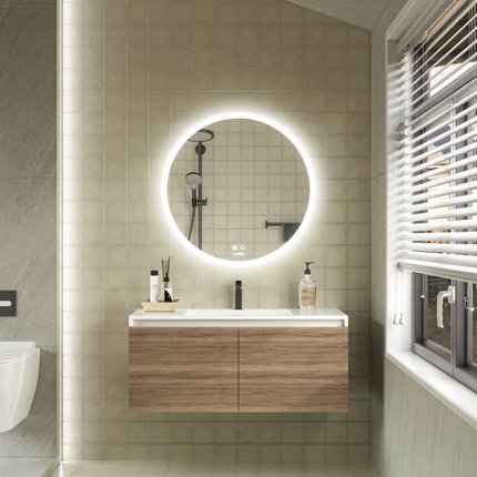 CityLine TopDesign Moderne Badkamer Spiegel  "Portobello" - Rond - 70 cm - LED & Anti-condens