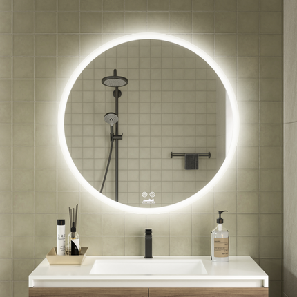 CityLine TopDesign Moderne Badkamer Spiegel  "Portobello" - Rond - 80 cm - LED & Anti-condens
