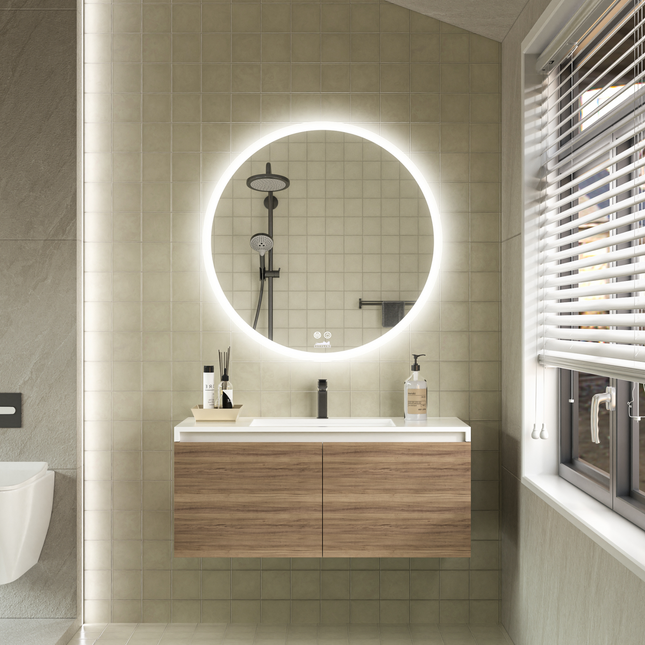 CityLine TopDesign Moderne Badkamer Spiegel  "Portobello" - Rond - 80 cm - LED & Anti-condens