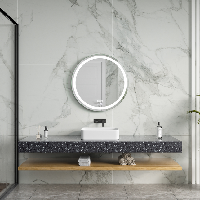 CityLine TopDesign Moderne Badkamer Spiegel  "Villamar" - Rond - 60 cm - LED & Anti-condens