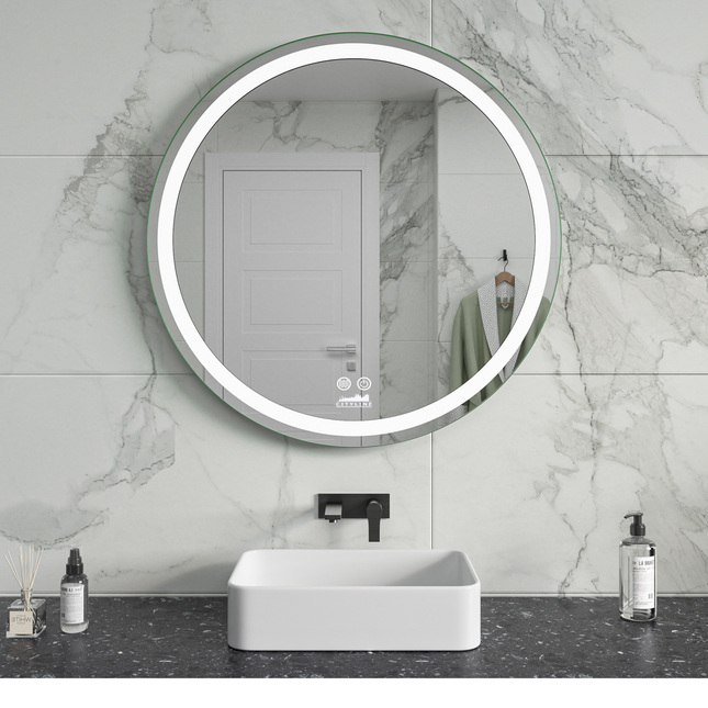 CityLine TopDesign Moderne Badkamer Spiegel  "Villamar" - Rond - 70 cm - LED & Anti-condens