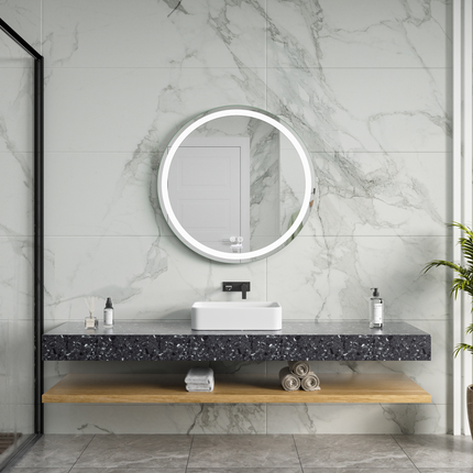 CityLine TopDesign Moderne Badkamer Spiegel  "Villamar" - Rond - 70 cm - LED & Anti-condens