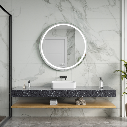 CityLine TopDesign Moderne Badkamer Spiegel  "Villamar" - Rond - 80 cm - LED & Anti-condens
