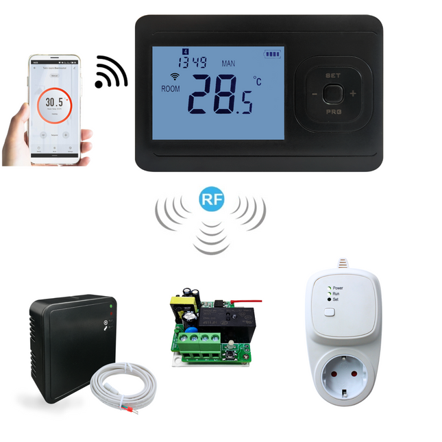 VH Control "Echo wifi" Draadloze wifi thermostaat Zwart - programmeerbaar